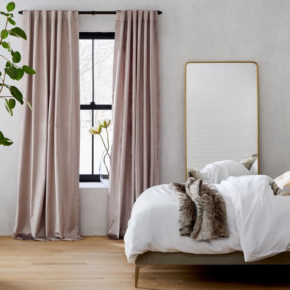 Lustre Velvet Blackout Curtain Dusty Blush west elm United Kingdom